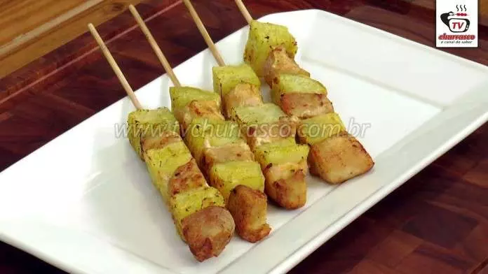 Espetinho de Frango com Batata Doce